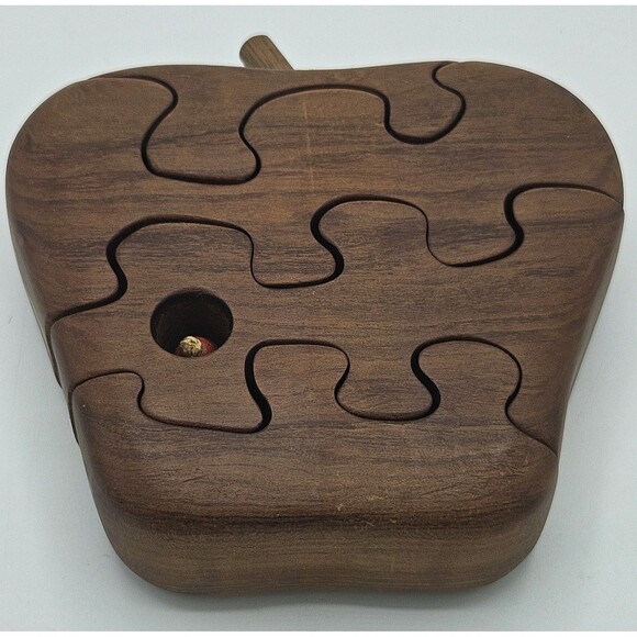 6" Tall Wooden Fruit- Apple - 4 Piece 3D Jigsaw Puzzle Mind Teacher Gift - Picture 5 of 15
